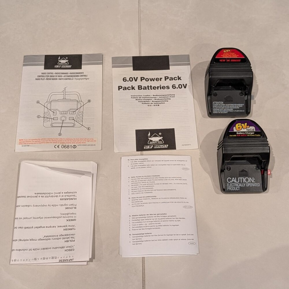 New Bright 9.6V and NiCd 6V Battery Chargers